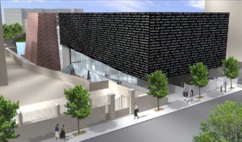 The design of Italy's Holocaust museum in Rome will feature a huge flattened black cube bearing the names of Italian victims. (Courtesy Rome City government)