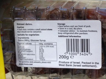 West Bank labels, settlement labels, settlement producte tag, settlement boycott