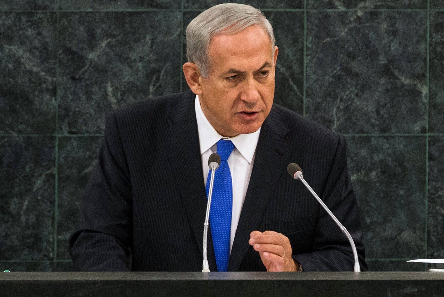 Israeli Prime Minister Benjamin Netanyahu speaks at the 68th United Nations General Assembly on Oct. 1, 2013. (Andrew Burton/Getty Images)