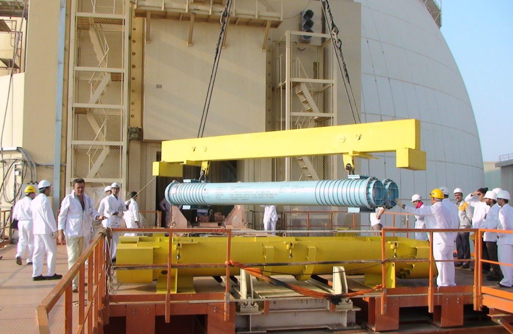 The first fuel is loaded at Iran's Bushehr nuclear power plant on Aug. 21, 2010. (Iran International Photo Agency via Getty Images)