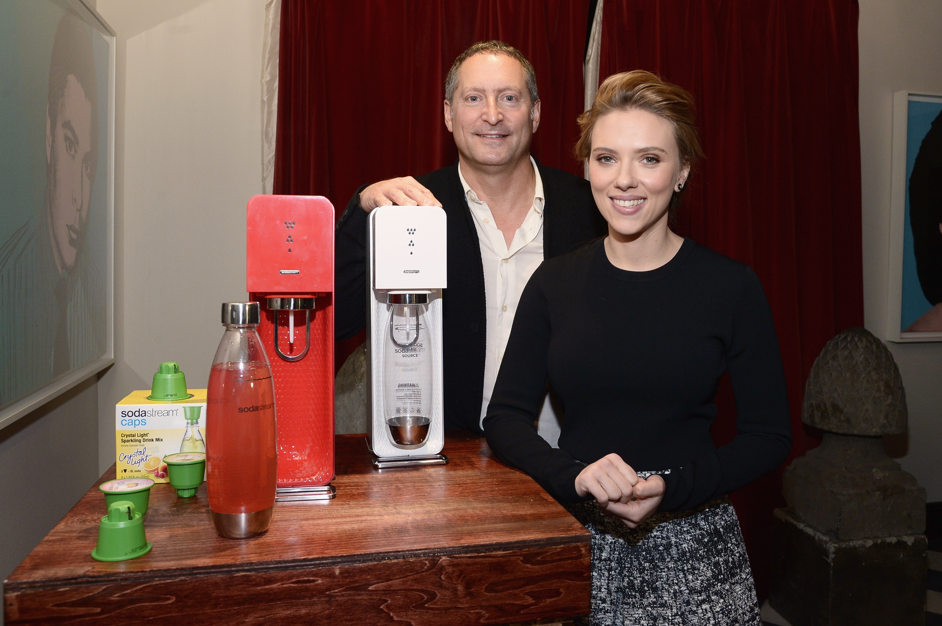 SodaStream CEO Daniel Birnbaum announces Scarlett Johansson as the company's first-ever global brand ambassador on Jan. 10, 2014 in New York City. Mike Coppola/Getty Images for SodaStream)