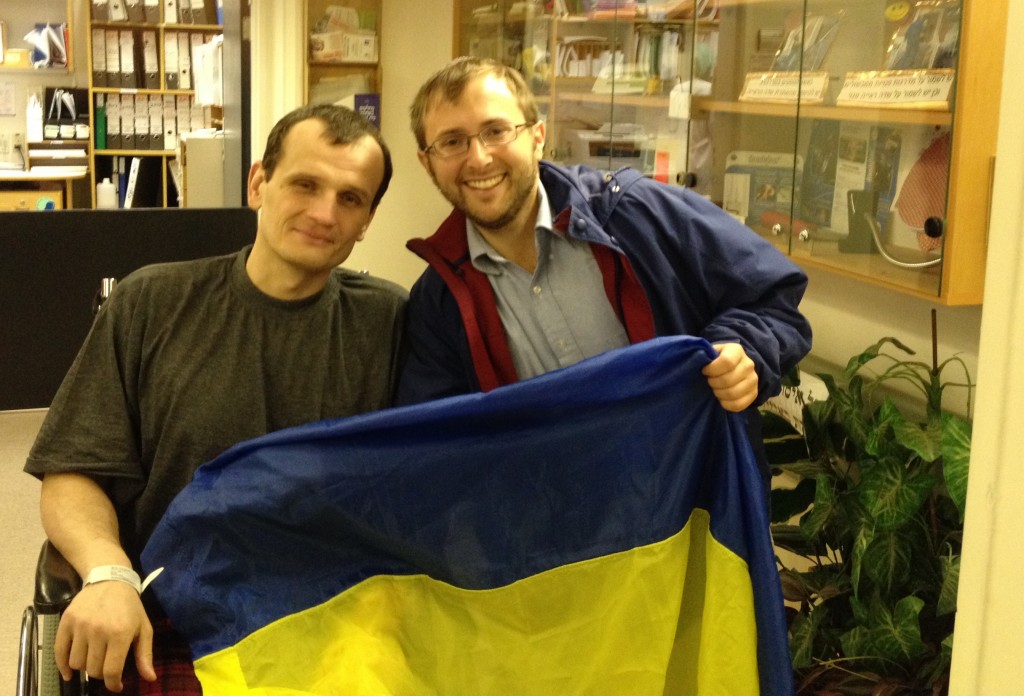 Jeremy Borovitz and Artem Zaptotski at Hadassah Hospital in Jerusalem. (Courtesy Jeremy Borovitz)