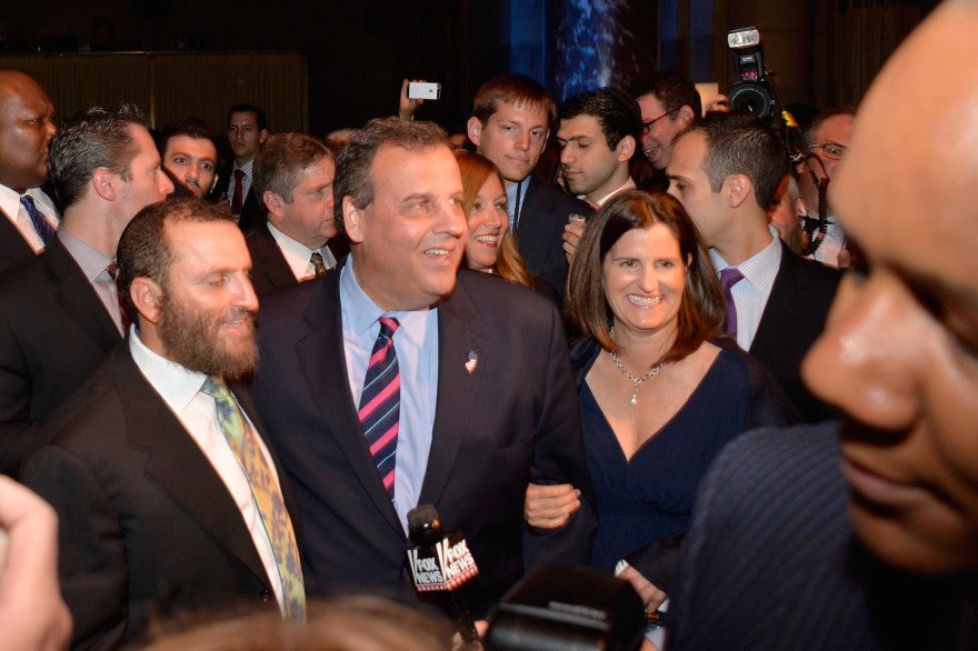 Rabbi Shmuley Boteach, Chris Christie and Mary Pat Foster attend World Jewish Values Network second annual gala dinner on May 18, 2014 in New York City. (Ben Gabbe/Getty Images)