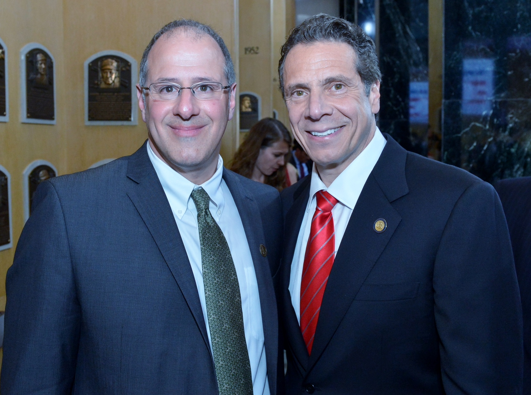 Cooperstown Mayor Jeff Katz, left, with New York Gov. Andrew Cuomo at the National Baseball Hall of Fame and Museum in Cooperstown, N.Y., May 22, 2014. (Courtesy of Jeff Katz) 