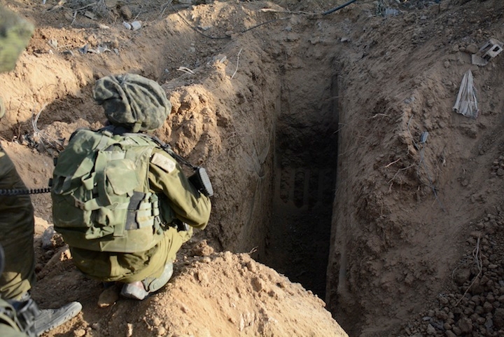 A picture released by the Israeli Defense Forces showing a tunnel that was discovered by soldiers from the Israeli paratroopers in the northern Gaza Strip, July 18, 2014. (IDF Spokesperson/Flash 90)