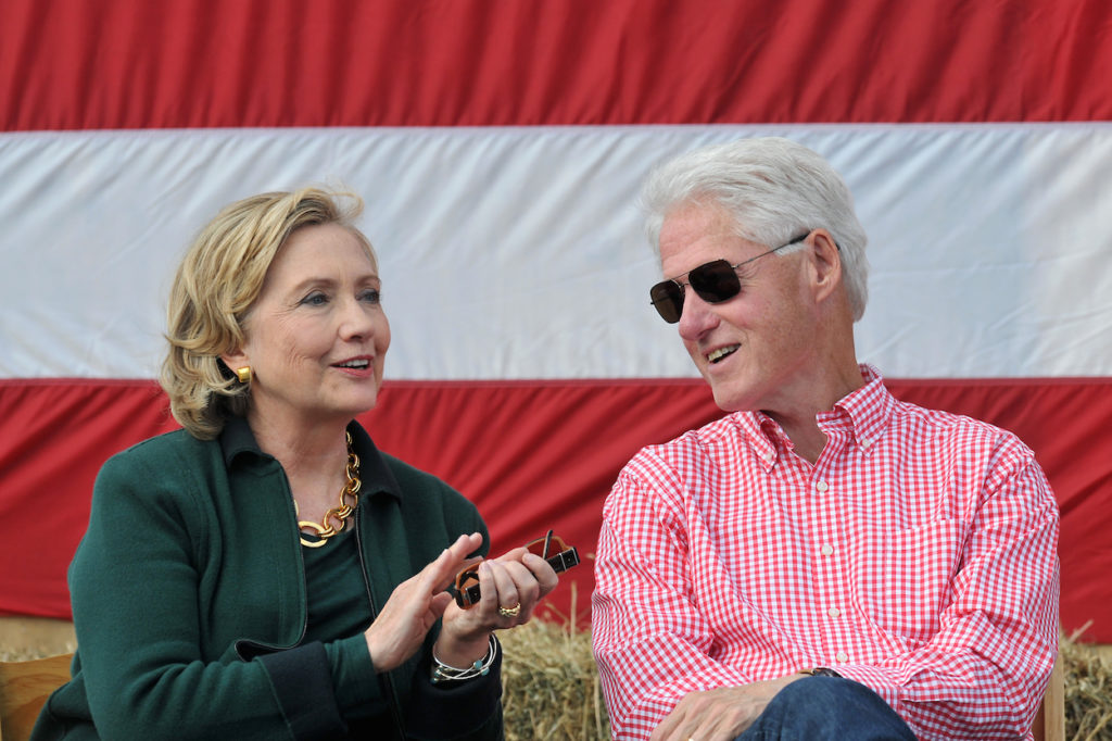 Former President Bill Clinton and his wife former Secretary of State Hillary Rodham Clinton attend the 37th Harkin Steak Fry, Sept. 14, 2014 in Indianola, Iowa. (Steve Pope/Getty Images)