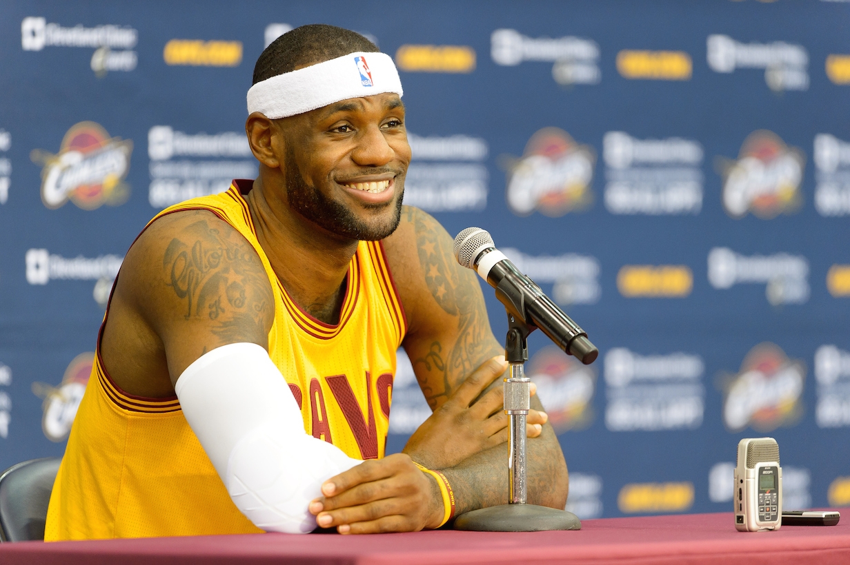 LeBron James, shown at the Cleveland Cavaliers' media day in suburban Cleveland on Sept. 26, 2014, will make his return to his hometown team with a preseason game against Maccabi Tel Aviv. (Jason Miller/Getty Images)
