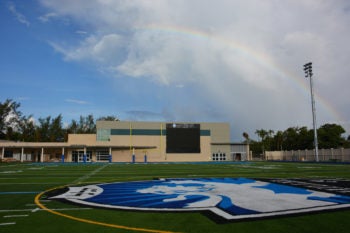 The new stadium at the Scheck Hillel Community Day School is part of a planned $22 million expansion at the South Florida school. (Courtesy Scheck Hillel Community Day School)