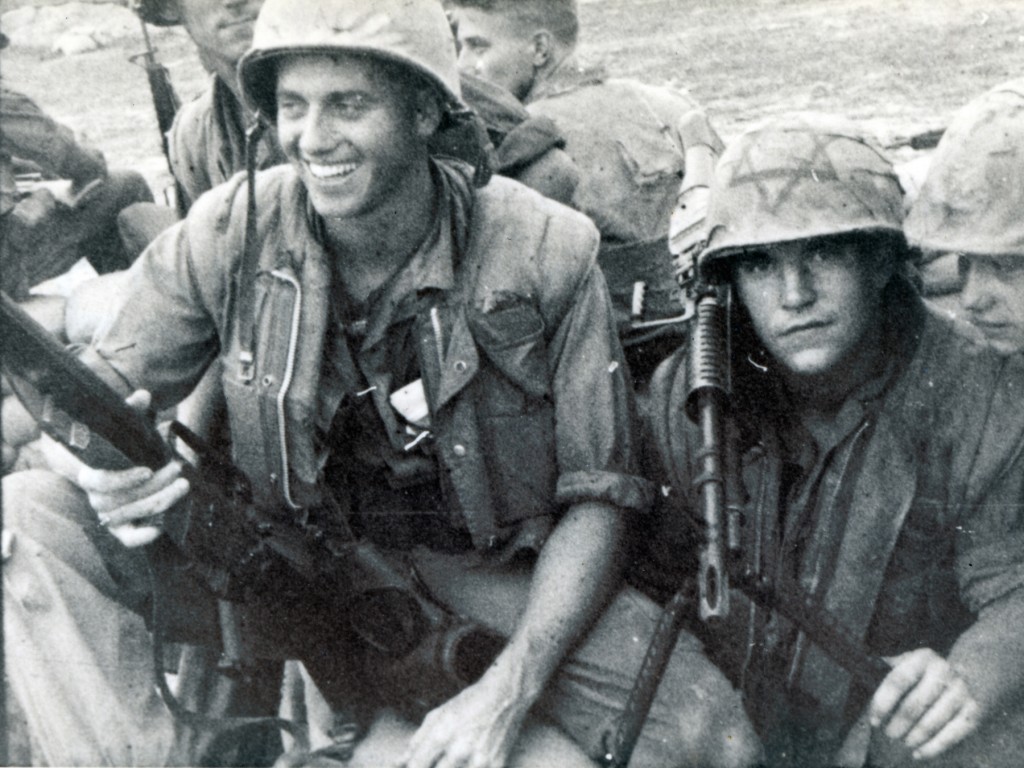 Marine in Vietnam with Magen David helmet, ca. 1968 (Courtesy National Museum of American Jewish Military History)