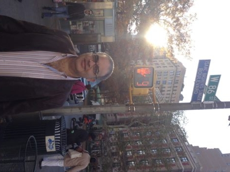 Ruby Namdar on the Upper West Side of Manhattan, near where he lives. (Beth Kissileff)