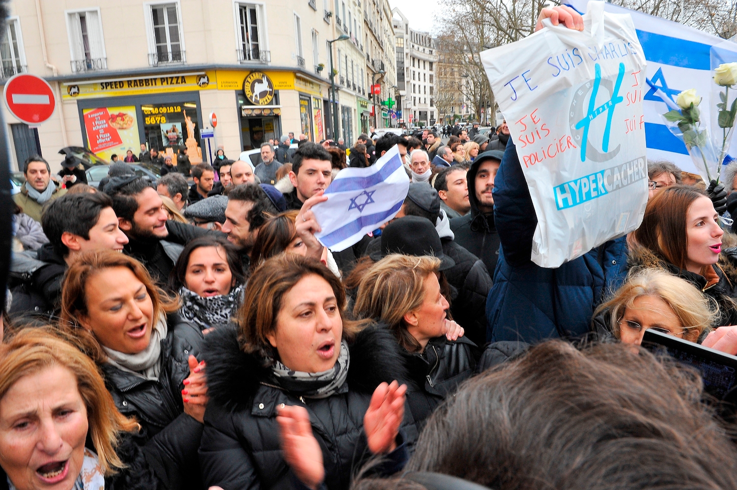  A general view outside the Jewish supermarket Hyper Cacher as Israeli Prime Minister Benjamin Netanyahu pays his respect to the victims of the recent terrorist attacks, Jan. 12, 2015 in Paris. (Aurelien Meunier/Getty Images)