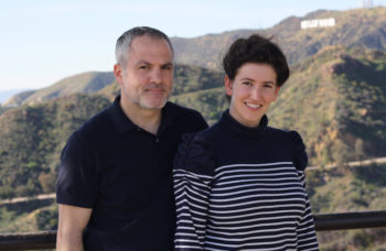 Oded Binnun and Mihal Brezis, the co-writers and co-directors of 'Aya', nominated for an Oscar for Best Short Film. (Anthony Weiss/JTA)