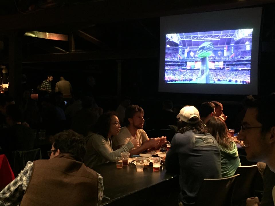Watching the Super Bowl Monday morning at Wings, a new bar in Tel Aviv. (Wings Facebook page)