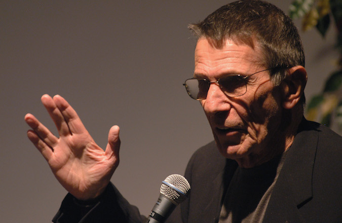 Leonard Nimoy, shown here in 2002, devised Spock's vulcan salute from a Jewish prayer. (Michel Boutefeu/Getty Images)