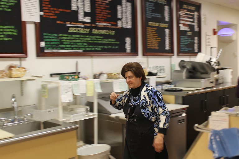 Marcy Schreiber says the East Side Kosher Deli has survived only because it combines a full-service grocery with a sit-down restaurant. (Uriel Heilman)