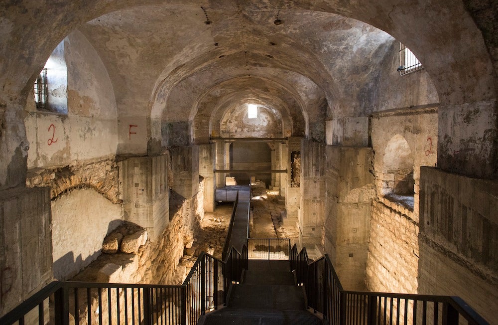 The entrance to a former Ottoman prison known as the Kishle, in Jerusalem's Old City. (Ben Sales)