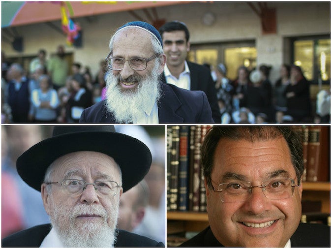 Rabbi Shlomo Aviner, top, Rabbi Dov Lior, bottom left, and Rabbi Shlomo Riskin have all compared President Obama to the biblical villain Haman.