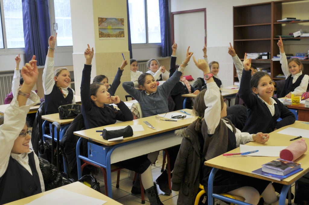 Girls study in a Jewish school in Sarcelles, France, Oct. 3, 2010. (Serge Attal/FLASH90) 