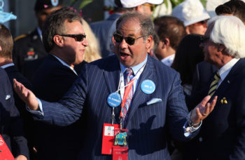 Ahmed Zayat reacting after American Pharoah won the 141st running of the Kentucky Derby in Louisville, Kentucky on May 2, 2015.  (Andy Lyons/Getty Images)