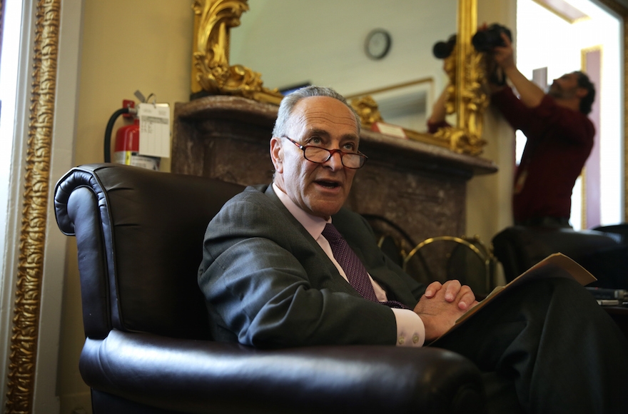 Sen. Charles Schumer is a powerful voice at the center of the Capitol Hill debate over the Iran talks. (Alex Wong/Getty Images)