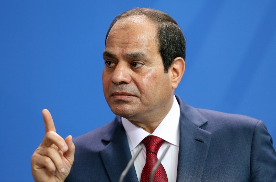 Egyptian President Abdel Fattah el-Sissi speaking during a news conference with German Chancellor Angela Merkel (unseen) in Berlin, Germany, June 3, 2015. (Adam Berry/Getty Images)