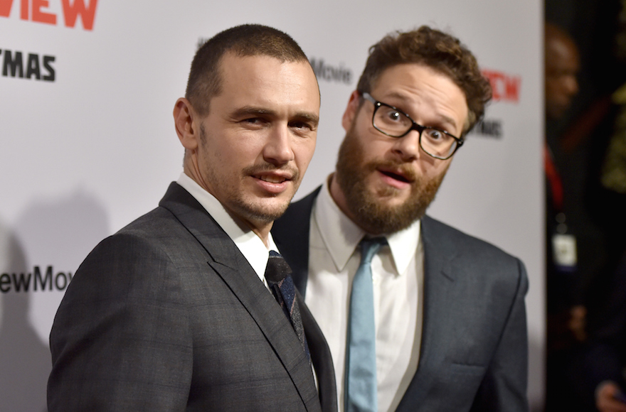 Actors James Franco (left) and Seth Rogen at the premiere of 