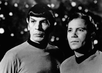 Leonard Nimoy, left, as Spock on 