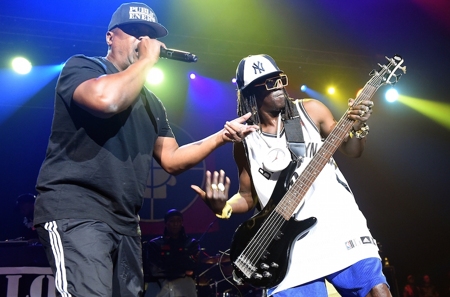 Public Enemy's Chuck D, left, and Flavor Flav performing in Las Vegas, Nevada. The band has a new album, named for a Yiddish proverb. (Ethan Miller/Getty)