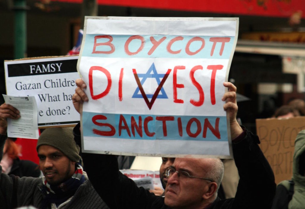 A man protesting against Israel in Melbourne, Australia, June 5, 2010. (Wikimedia Commons)