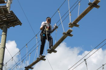 The aerial adventure park at Jiminy Peak consists of six different courses with varying levels of difficulty. (Uriel Heilman)