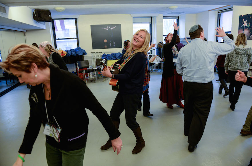 Karina Zilberman, center, the creator of Shababa at the 92Y, training participants of the Shababa Network. (Ross Den Photography)