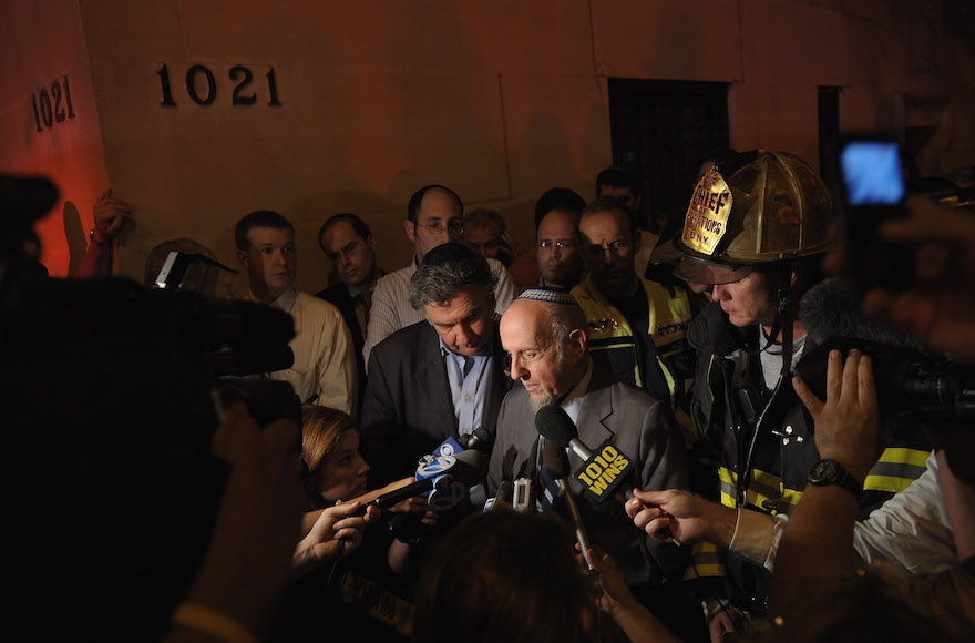 Rabbi Haskel Lookstein vowed to rebuild the night a four-alarm fire on July 11, 2011 at New York's Kehilath Jeshurun caused the synagogue’s roof to collapse and severely damaged the building’s top floors. (Michael Loccisano/Getty Images)