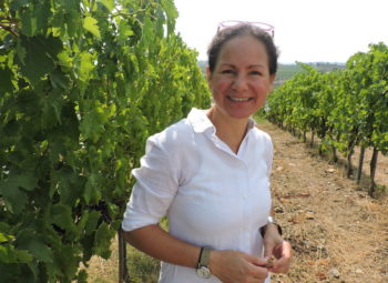 Maria Pellegrini, who owns the winery with her husband, grew up in a winemaking family in southern Italy. But because she isn't Jewish, she can't take part in the winemaking in her own winery. (Ben Sales)