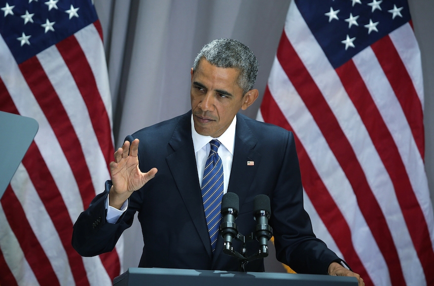 President Barack Obama delivering a speech about the Iran nuclear agreement, August 5, 2015, at American University in Washington, DC. (Alex Wong/Getty Images)