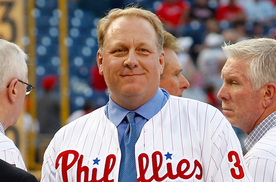 Curt Schilling at his induction into the Phillies 