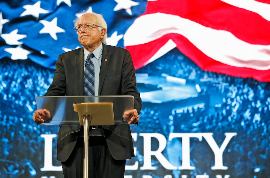 Sen. Bernie Sanders, I-Vt. looks over the crowd during a speech at Liberty University in Lynchburg, Va. on Monday, Sept. 14, 2015. (Steve Helber/AP Images)