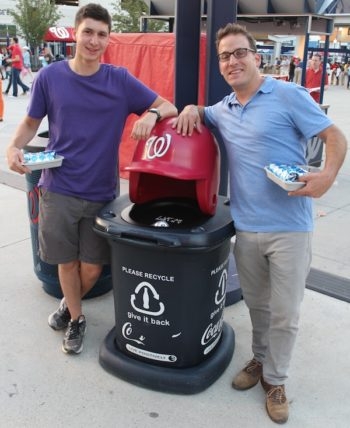 Jewish educator Yoni Kaiser-Blueth (right, with incoming George Washington University freshman Yonah Bromberg Gaber a recent Washington Nationals game), said that Sandy Koufax’s decision “resonates especially today.” (Hillel Kuttler)