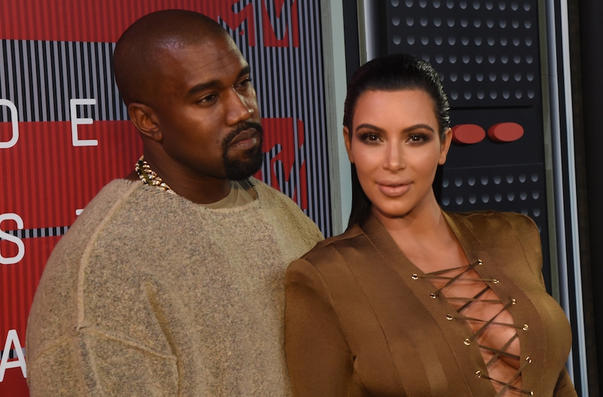 Kanye West, left, and Kim Kardashian at the MTV Video Music Awards at the Microsoft Theater on Aug. 30, 2015 in Los Angeles, California. (Larry Busacca/Getty Images)