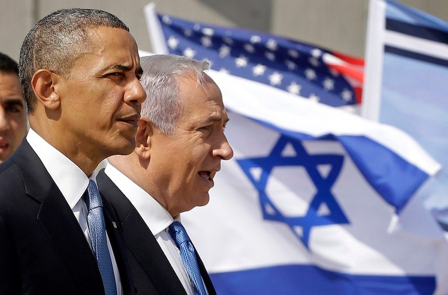 U.S. President Barack Obama and Israeli Prime Minister Benjamin Netanyahu touring the Iron Dome Battery defense system, at the Ben Gurion International Airport in Tel Aviv, Israel, March 20, 2013. (Pablo Martinez Monsivais/AP Images)