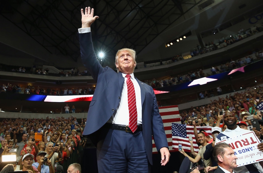 Donald Trump at a campaign rally at the American Airlines Center in Dallas, Texas on Sept. 14, 2015. (Tom Pennington/Getty Images)