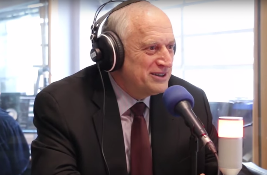Conference of Presidents head Malcolm Hoenlein speaking on the Voice of Israel radio station in Jerusalem, Feb. 11, 2015. (YouTube)
