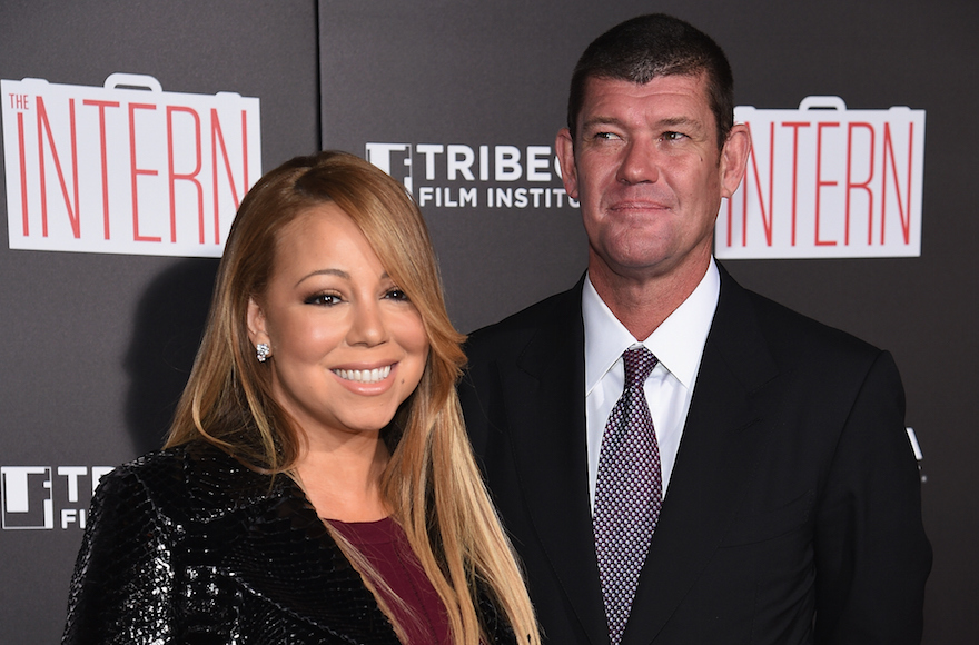 Mariah Carey and James Packer attending the New York City premiere of "The Intern" at the Ziegfeld Theater on Sept. 21, 2015. (Dimitrios Kambouris/Getty Images)