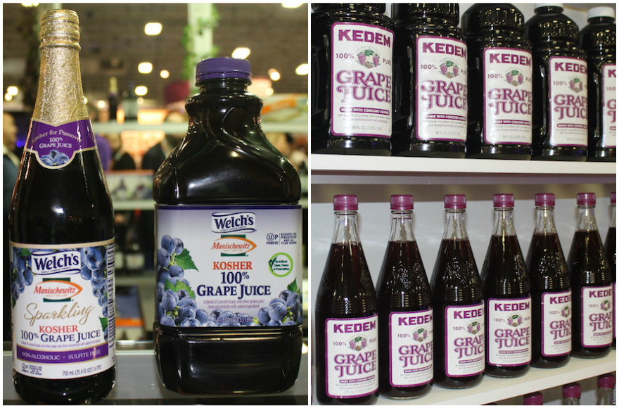 Welch's grape juice and Kedem grape juice at last week's Kosherfest in Secaucus, NJ. (Uriel Heilman)