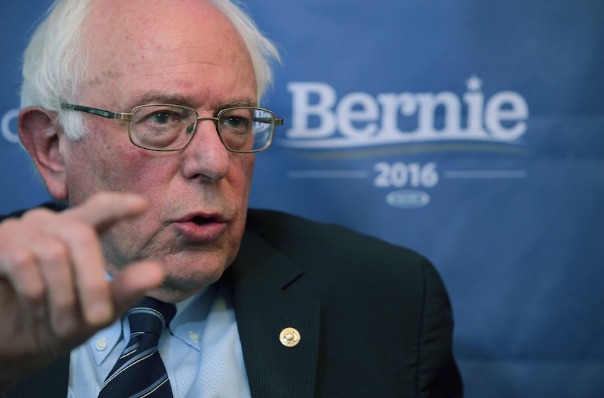 Democratic presidential candidate Sen. Bernie Sanders, I-Vt., participating in an Internet live stream discussion about putting families first in developing immigration policy at his campaign office in Washington, D.C., Dec. 7, 2015. (Chip Somodevilla/Getty Images)