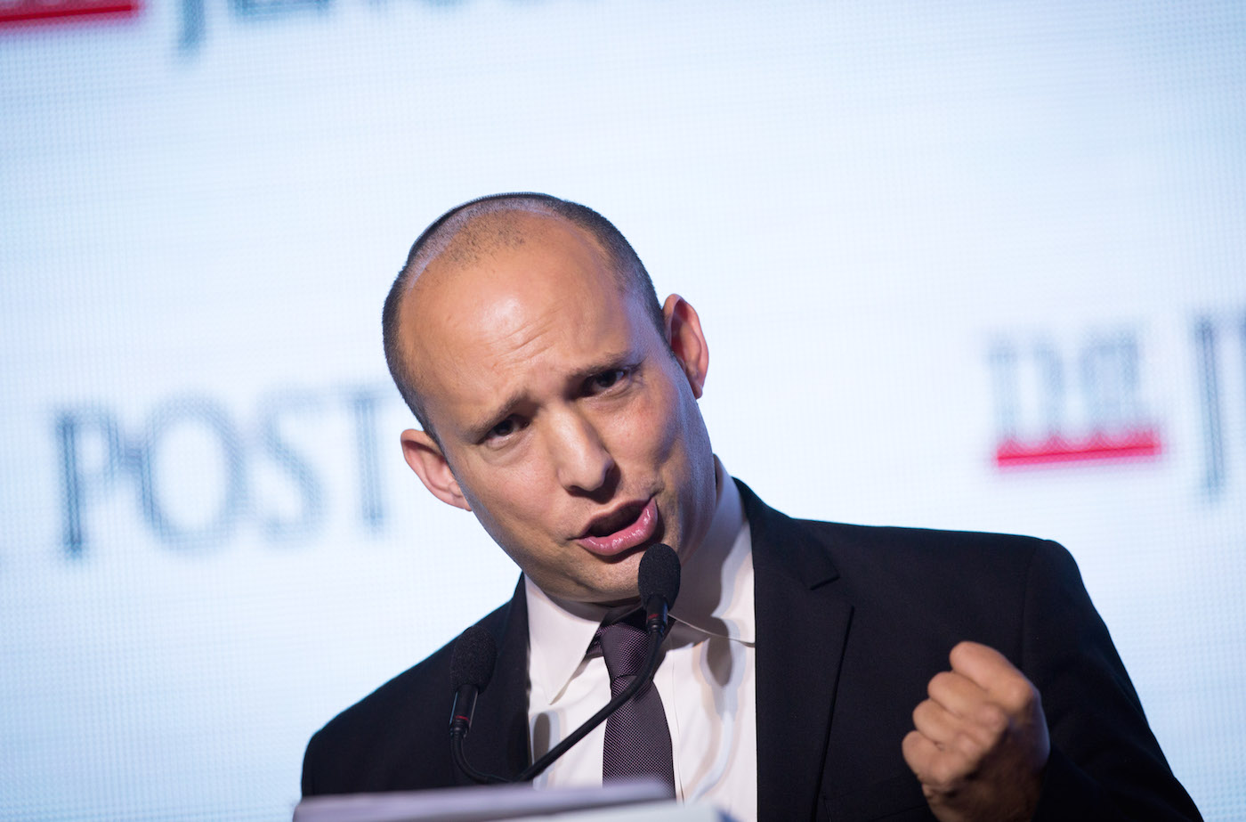 Naftali Bennett speaking at a conference in Jerusalem, Nov. 18, 2015. (Miriam Alster /Flash90)