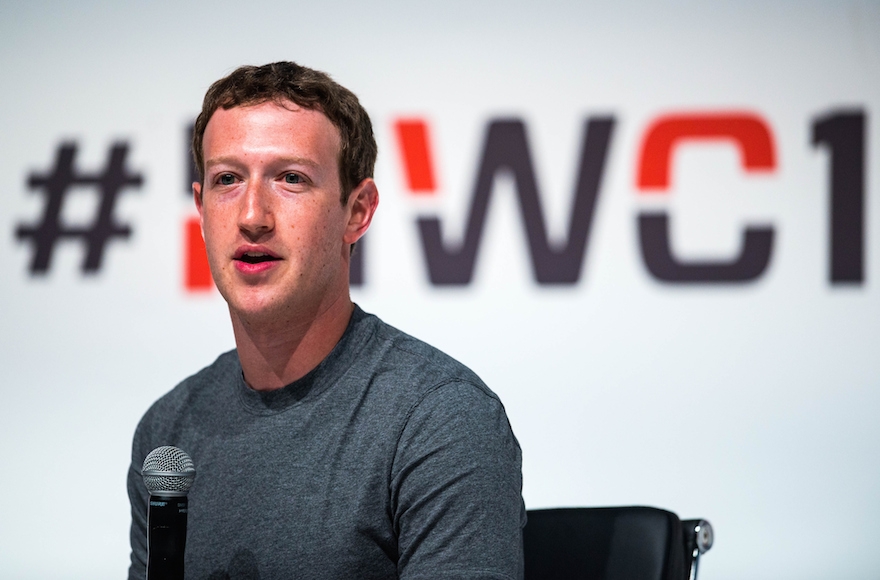 Founder and CEO of Facebook Mark Zuckerberg speaking Mobile World Congress 2015 at the Fira Gran Via complex in Barcelona, Spain, March 2, 2015. (David Ramos/Getty Images)