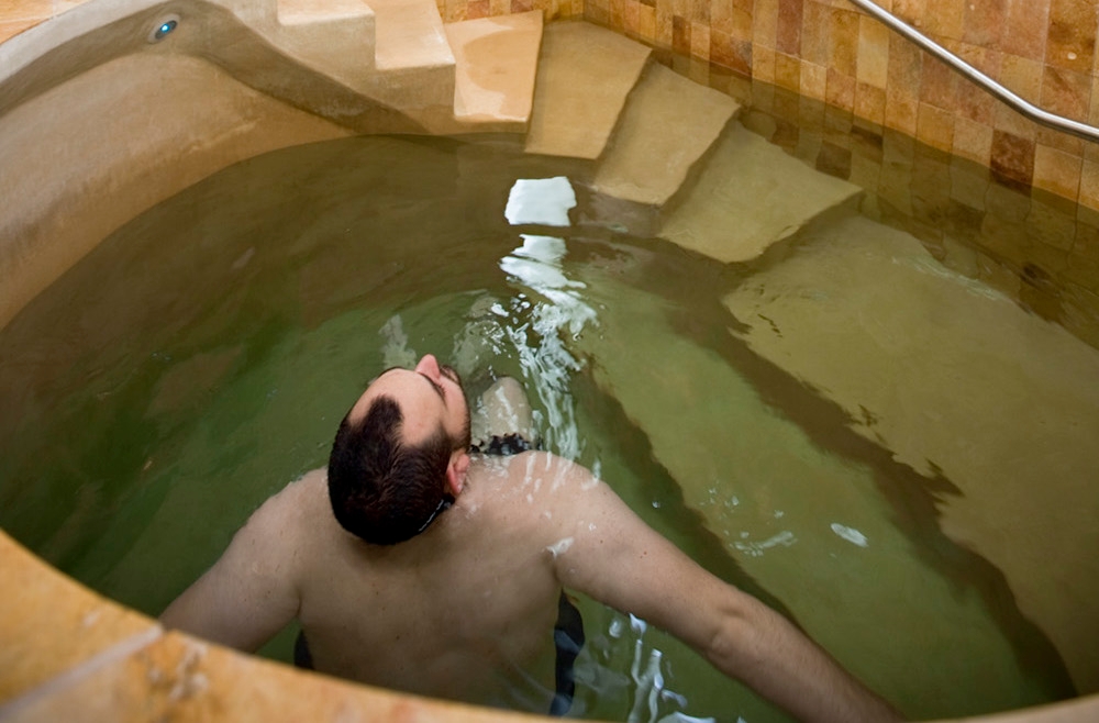 A man using the mikvah at Mayyim Hayyim, a community ritual bath in the Boston suburbs. (Courtesy of Mayyim Hayyim)