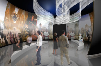 Rendering of the new core exhibition at the Museum of the Jewish People at Beit Hatfutsot. (Courtesy of Gallagher & Associates)