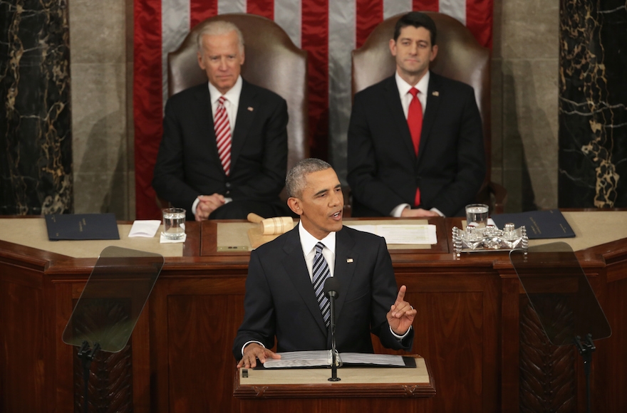 President Barack Obama delivering the State of the Union speech before members of Congress in the House of Representatives in Washington, D.C., Jan. 12, 2016. (Alex Wong/Getty Images)