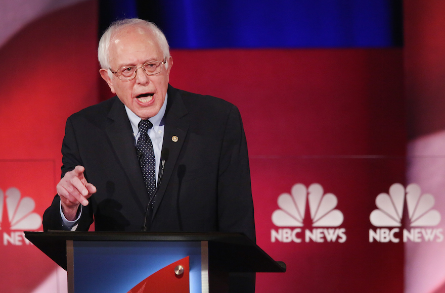 Senator Bernie Sanders, I-Vt.,participating in the Democratic Candidates Debate hosted by NBC News and YouTube in Charleston, South Carolina, Jan. 17, 2016. (Andrew Burton/Getty Images)